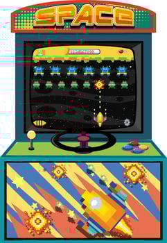 Retro arcade cabinet isolated on white background vector