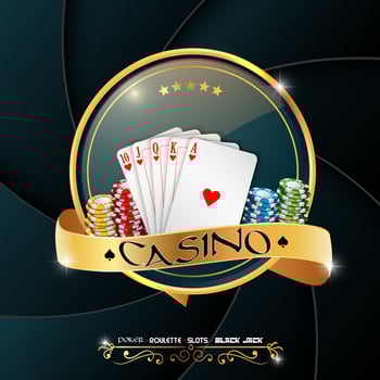 Poker casino banner with chips and dices vector