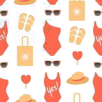 Summer seamless pattern vector illustration, swimsuits flat design