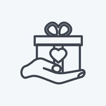 Icon Holding Gift. suitable for Hand Actions symbol. line style. simple design editable. design template vector. simple symbol illustration vector
