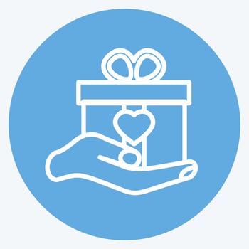 Icon Holding Gift. suitable for Hand Actions symbol. blue eyes style. simple design editable. design template vector. simple symbol illustration vector