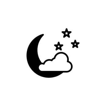 Moon, Night, Moonlight, Midnight Solid Line Icon Vector Illustration Logo Template. Suitable For Many Purposes.