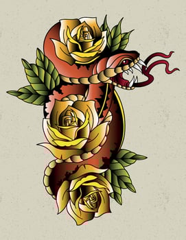 snake tattoo art japanese vector