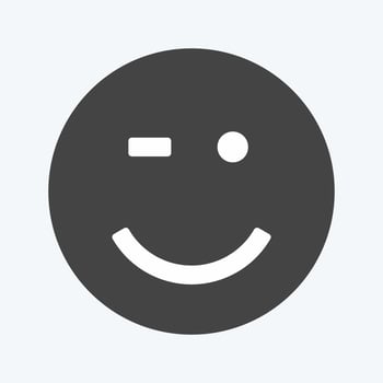 Icon Emoticon Winking. suitable for Emoticon symbol. glyph style. simple design editable. design template vector. simple symbol illustration vector
