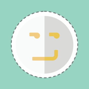 Sticker line cut Emoticon Smirking. suitable for Emoticon vector