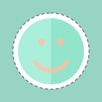 Sticker line cut Emoticon Smile. suitable for Emoticon symbol. simple design editable. design template vector. simple symbol illustration vector
