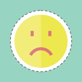 Sticker line cut Emoticon Sadness. suitable for Emoticon symbol. simple design editable. design template vector. simple symbol illustration vector