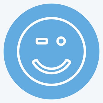 Icon Emoticon Winking. suitable for Emoticon symbol. blue eyes style. simple design editable. design template vector. simple symbol illustration vector