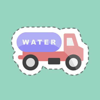 Sticker line cut Water Truck. suitable for Community symbol. simple design editable. design template vector. simple symbol illustration vector