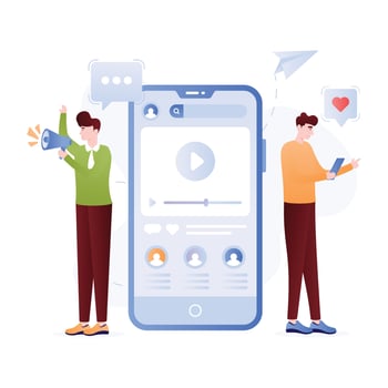 A handy flat illustration of social engagement vector
