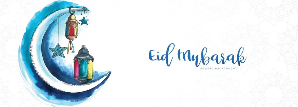 Eid mubarak greeting card banner background vector