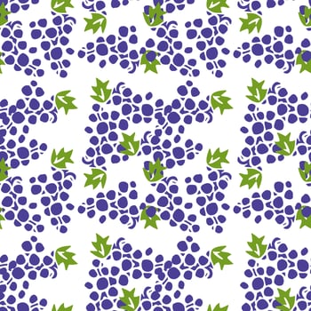 Seamless grape vector pattern. Doodle vector with blue grapes icons. Vintage grapes pattern