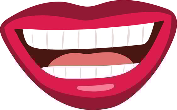 Giggle Mouth Comic Expression. Red Lips. vector