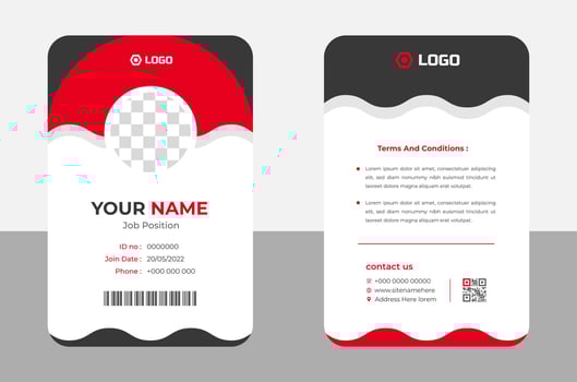Modern and clean business id card template. professional id card design template with red color. corporate modern business id card design template. Company employee id card template. vector
