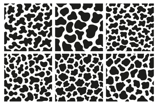 Black polka dot background of milk cow leather. vector