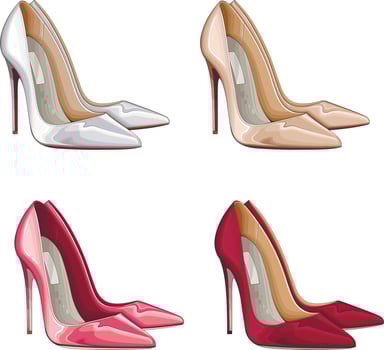 WOMEN High Heel shoes vector isolated on white background Fashion women's footwear Colored vector illustration