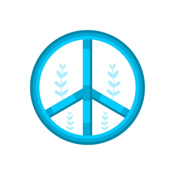 Blue sign of pacifism peace with leaves tree, Concept no war flat vector icon design.