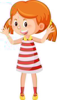 Cheerful girl with greeting gesture vector