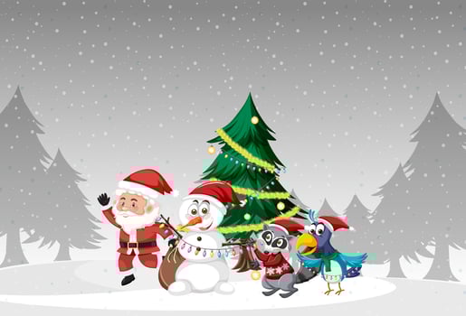 Christmas holidays with Santa and snowman vector