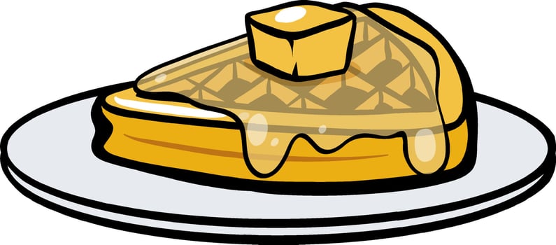 Waffel with butter and honey vector
