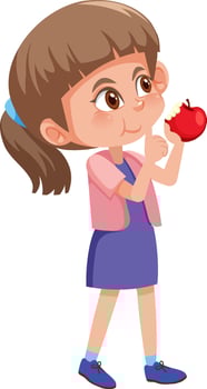 Cute girl eating apple vector