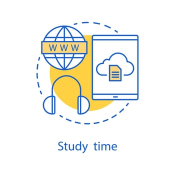 Internet surfing concept icon. Digital storage idea thin line illustration. Study time. Vector isolated outline drawing