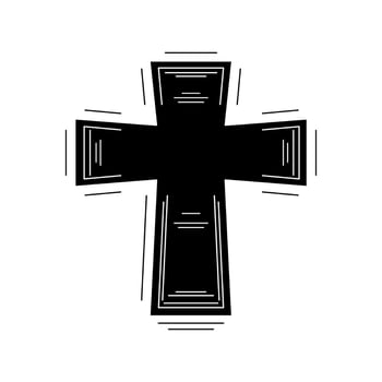 Black christian crucifix cross flat vector icon design.