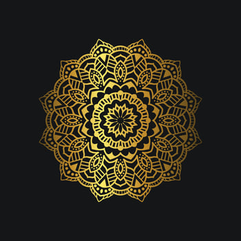 Luxury mandala design with golden color. Deluxe golden floral ornament on black background. Suitable for graphic resources, wedding invitation, business card, wallpaper. vector