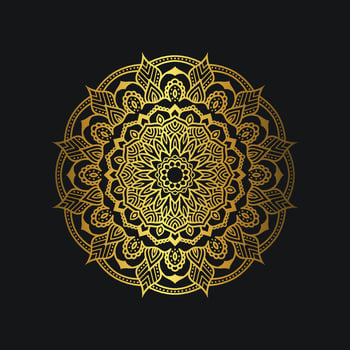 Luxury mandala design with golden color. Deluxe golden floral ornament on black background. Suitable for graphic resources, wedding invitation, business card, wallpaper. vector