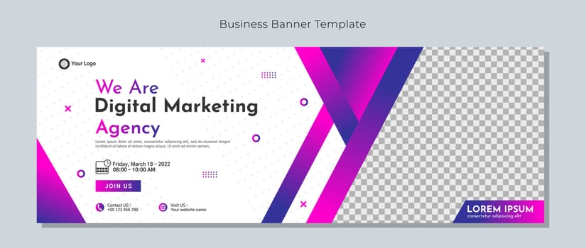 Business conference banner template design for webinar, marketing, online class program, etc vector
