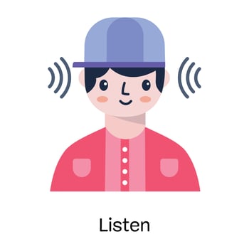 Easy to use flat icon of listen vector