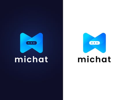 letter m with chat logo design template vector