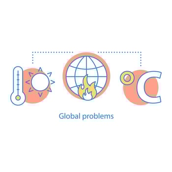Global warming concept icon. Natural hazard idea thin line illustration. Global problems. Climate changing. Vector isolated outline drawing