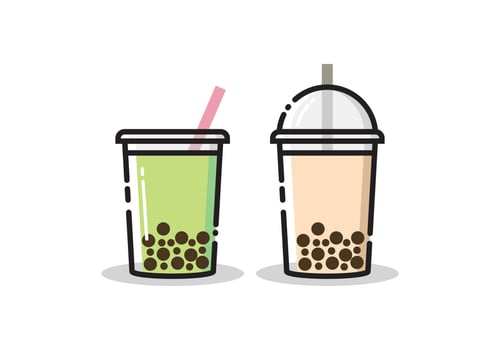 Cute Bubble tea or Boba tea cartoon with MBE Style vector