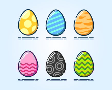 Colorful Collection of Digimon Eggs. Stripped Color. Yellow, Blue, Orange, Pink, Black, And Green vector