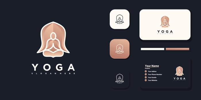 Yoga meditation logo with flower concept vector