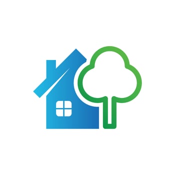 home tree icon. real estate vector icon. house logo illustration. simple design home with tree. fit for a home landscape, nature. eco green.