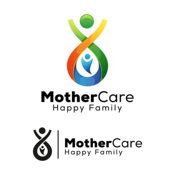 mother Care with child logo, people, happy family logo design vector template