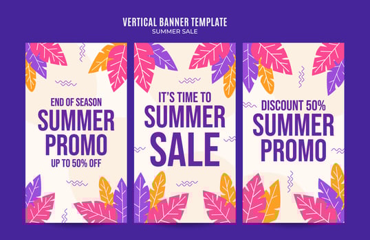 Happy Summer Sale Web Banner for Social Media Vertical Poster, banner, space area and background vector