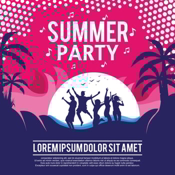 Summer party poster flat design vector