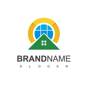 Smart House Logo With Solar Cell Symbol vector