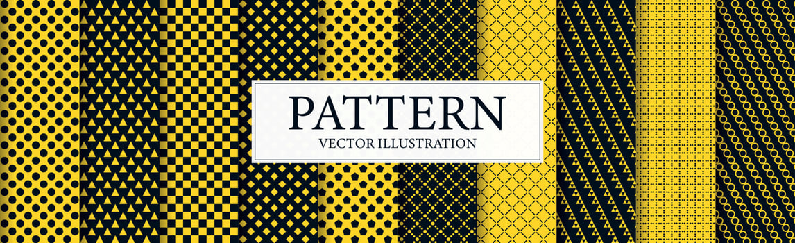 Panoramic patterns 8 pcs set black yellow - Vector