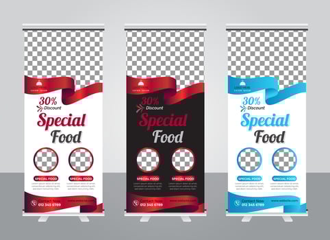 Food and restaurant roll up banner design template vector