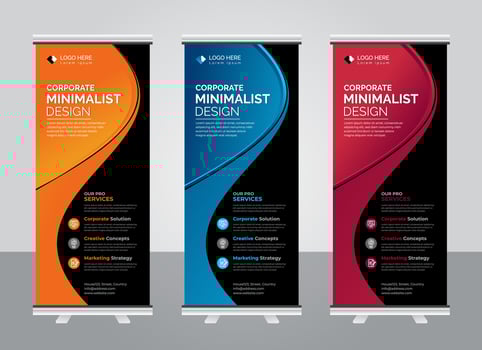 Corporate colorful roll up banner design template vector