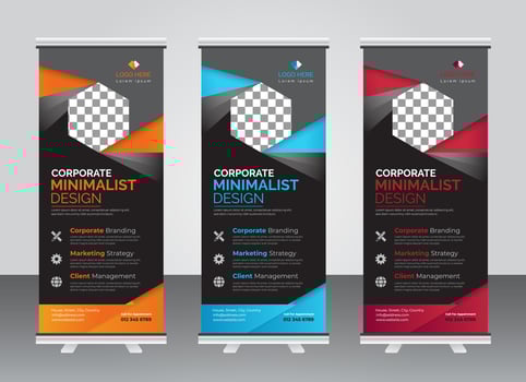 Professional Modern corporate colorful roll up standee banner design template vector