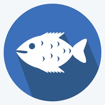 Icon Fish. suitable for Sea symbol. long shadow style. simple design editable. design template vector. simple symbol illustration vector