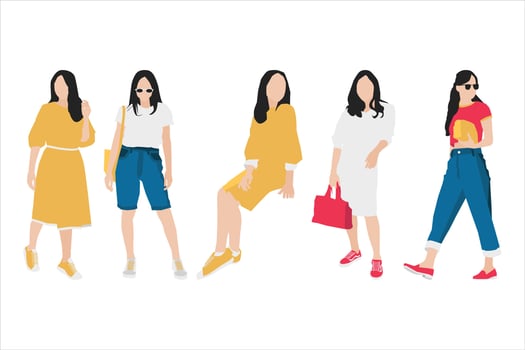 Vector illustration of fashionable women bundle