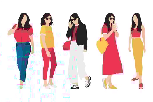 Vector illustration of casual women bundle