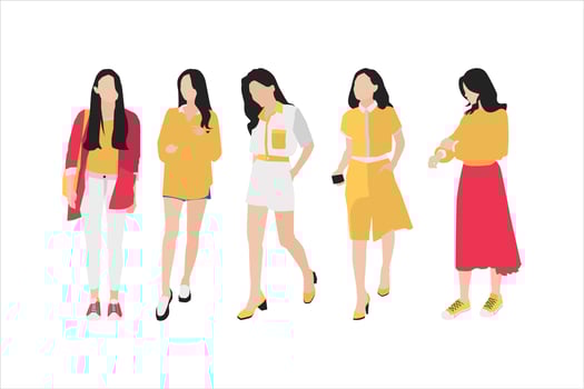 Vector illustration of fashionable women bundle