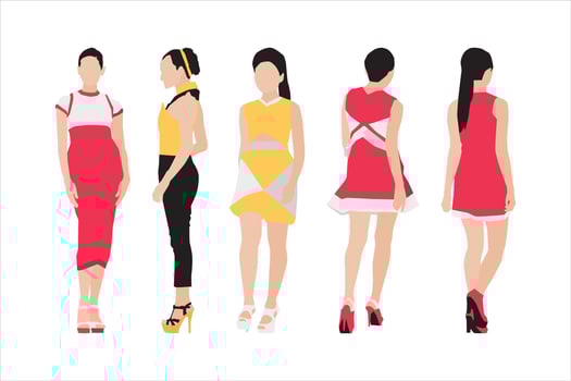 Vector illustration of fashionable women bundle